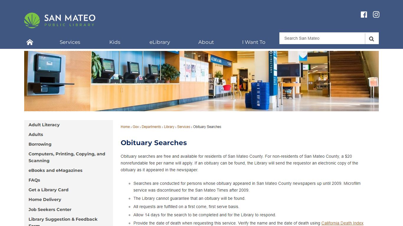 Obituary Searches | San Mateo, CA - Official Website