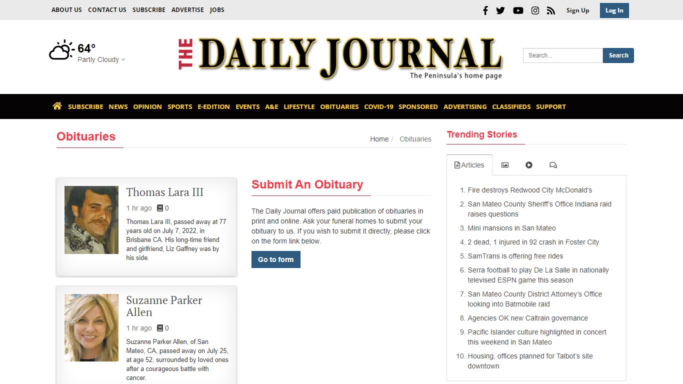 Obituaries - San Mateo Daily Journal